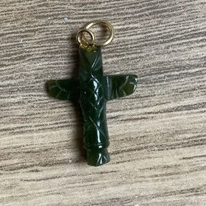 New vintage Jade carving Totem pole  pendant charm (dark-medium)